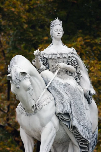 Equestrian Statue Monarch Maria Theresia Danube Embankment Bratislava Slovakia — Stock Photo, Image