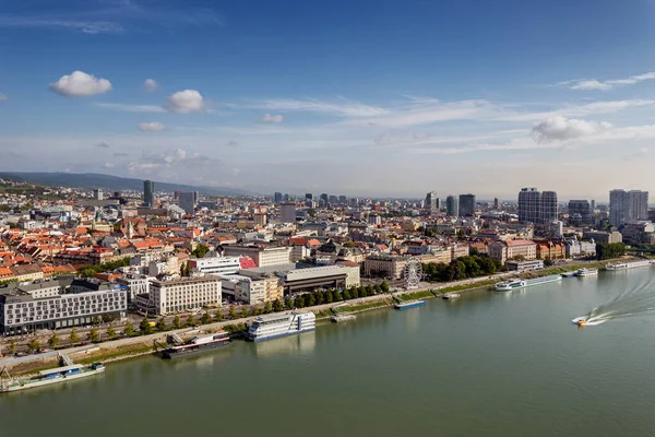 Blick Auf Bratislava Vom Café Bystrica Ufo Snp Brücke Fluss — Stockfoto
