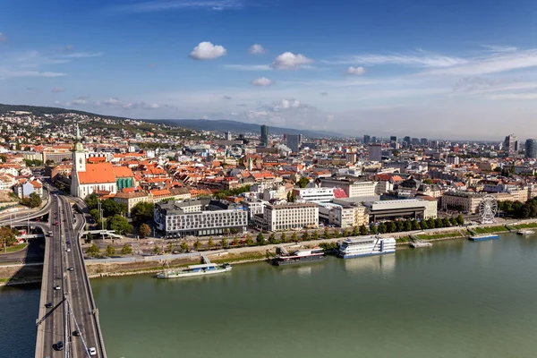 Pohled Kavárny Bystrica Ufo Snp Bridge Bratislava Slovensko — Stock fotografie