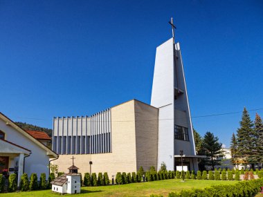 Roma Katolik Kilisesi 'nde Meryem Ana' nın Meryem Ana kavramı, eski kilisenin modeli, Zborov nad Bystricou, Slovakya.