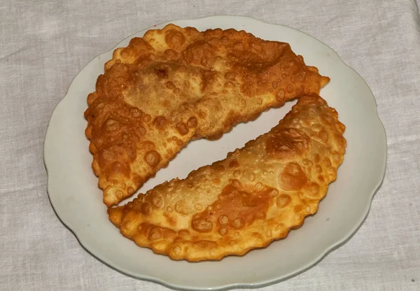 Fried Chebureks Plate Big Plate — Stock Photo, Image