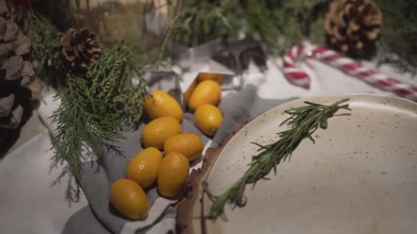 Top Panorama Vue Rapprochée Sur Table Parfaite Pour Dîner Noël — Video