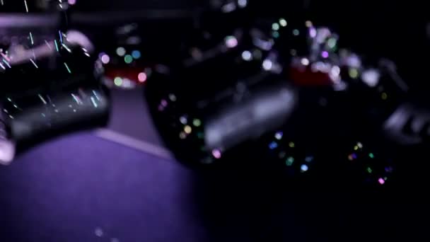 Animatie Close Autofocus Shot Van Zeepbellen Bewegen Lucht Chaotisch Neon — Stockvideo