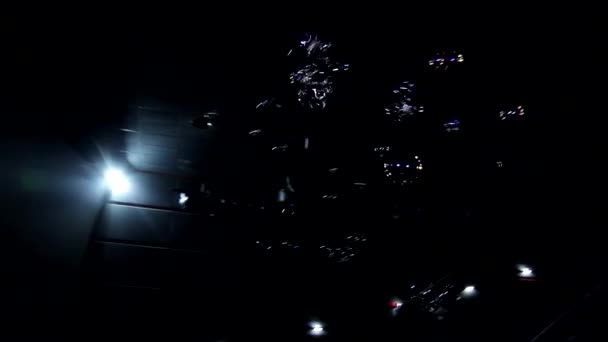 Animatie Autofocus Close Shot Van Zeepbellen Bewegen Lucht Chaotisch Neon — Stockvideo