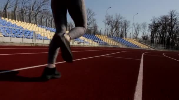 Detailní Záběr Zpomalit Záběr Mladé Atletické Atraktivní Fit Žena Běží — Stock video