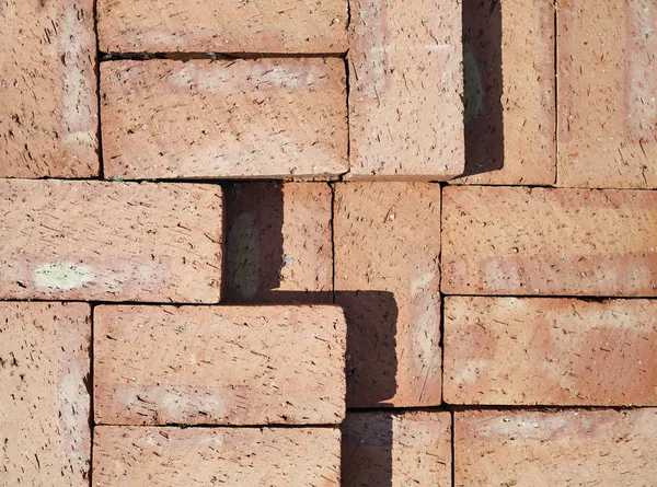 Brick Stack Background Red Clay Bricks Flat Lay — Stock Photo, Image