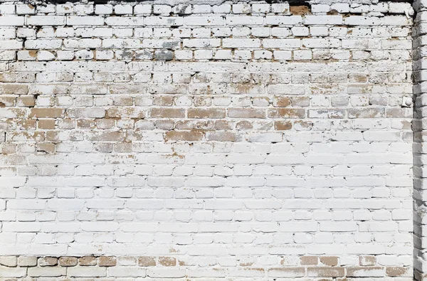 古いれんが造りの白い壁のテクスチャ レンガの背景 — ストック写真