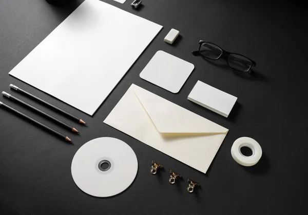 Siyah Kağıt Arka Plan Ayarlamak Boş Ileti Örneği Şablon Tasarımcıları — Stok fotoğraf