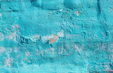 Duvar boya doku peeling turkuaz ile. Eski kırık endüstriyel grunge arka plan.