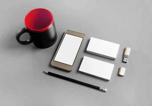Elementos Identificación Marca Para Colocar Diseño Papelería Corporativa Blanco Gadgets Imagen De Stock