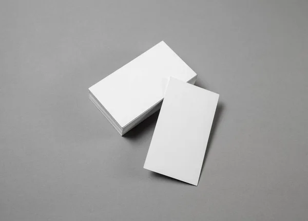 Attrappe Von Leeren Visitenkarten Auf Grauem Papierhintergrund — Stockfoto
