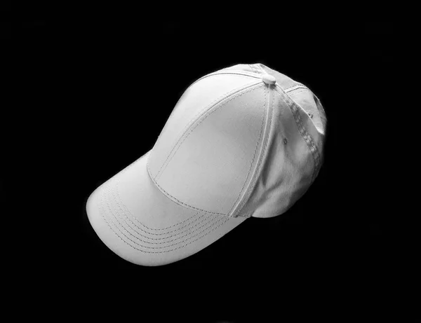 Gorra Béisbol Blanca Sobre Fondo Negro Plantilla Para Colocar Diseño — Foto de Stock