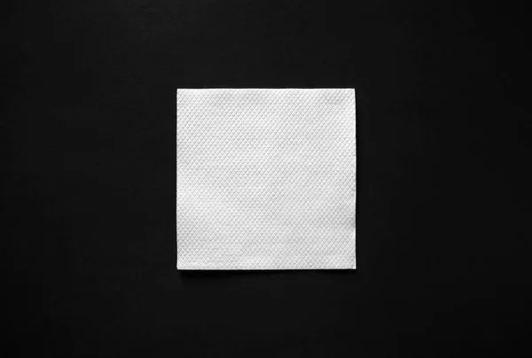 Κενή Λευκή Χαρτοπετσέτα Μαύρο Φόντο Αντίγραφο Χώρο Επίπεδη Θέσει — Φωτογραφία Αρχείου