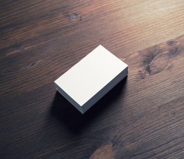 Boş kartvizit vintage ahşap masa arka plan üzerinde fotoğraf. Kimlik marka için şablon kimliği Mock-up için.