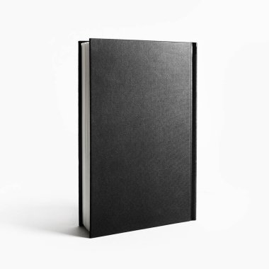 Beyaz Kağıt arka plan boş siyah kitap kapak. Duyarlı tasarım mockup.