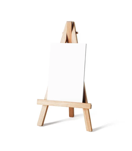 Blank Business Cards Wooden Easel Isolated White Background Clipping Path — Stock Photo, Image