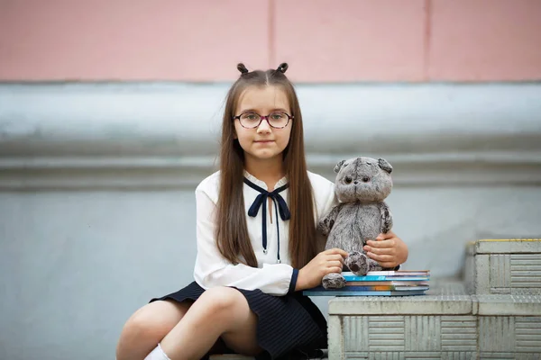 Estudante com brinquedo de pelúcia — Fotografia de Stock