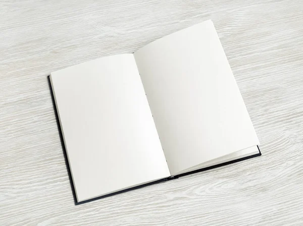 Libro Bianco Modello Sfondo Tavolo Legno Chiaro — Foto Stock