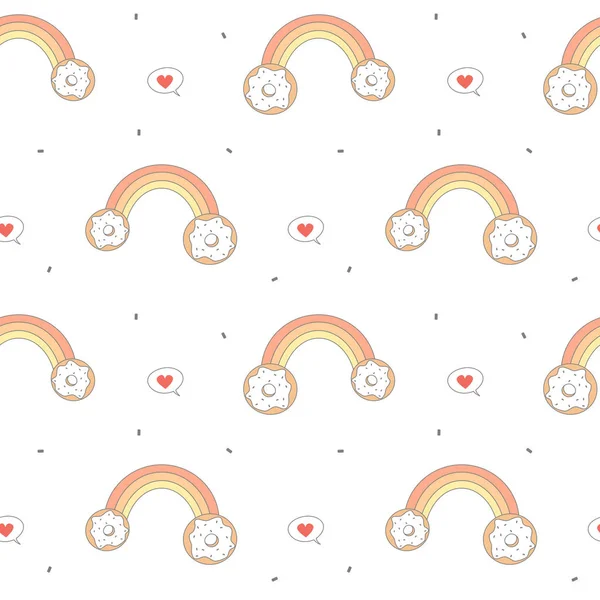 Cute Cartoon Rainbow Donuts Seamless Vector Pattern Background Colorful Illustration — Stock Vector
