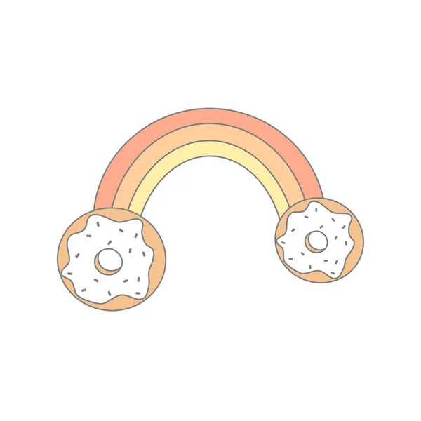 Милый Мультяшный Радуга Пончиками Векторные Красочные Иллюстрации — стоковый вектор