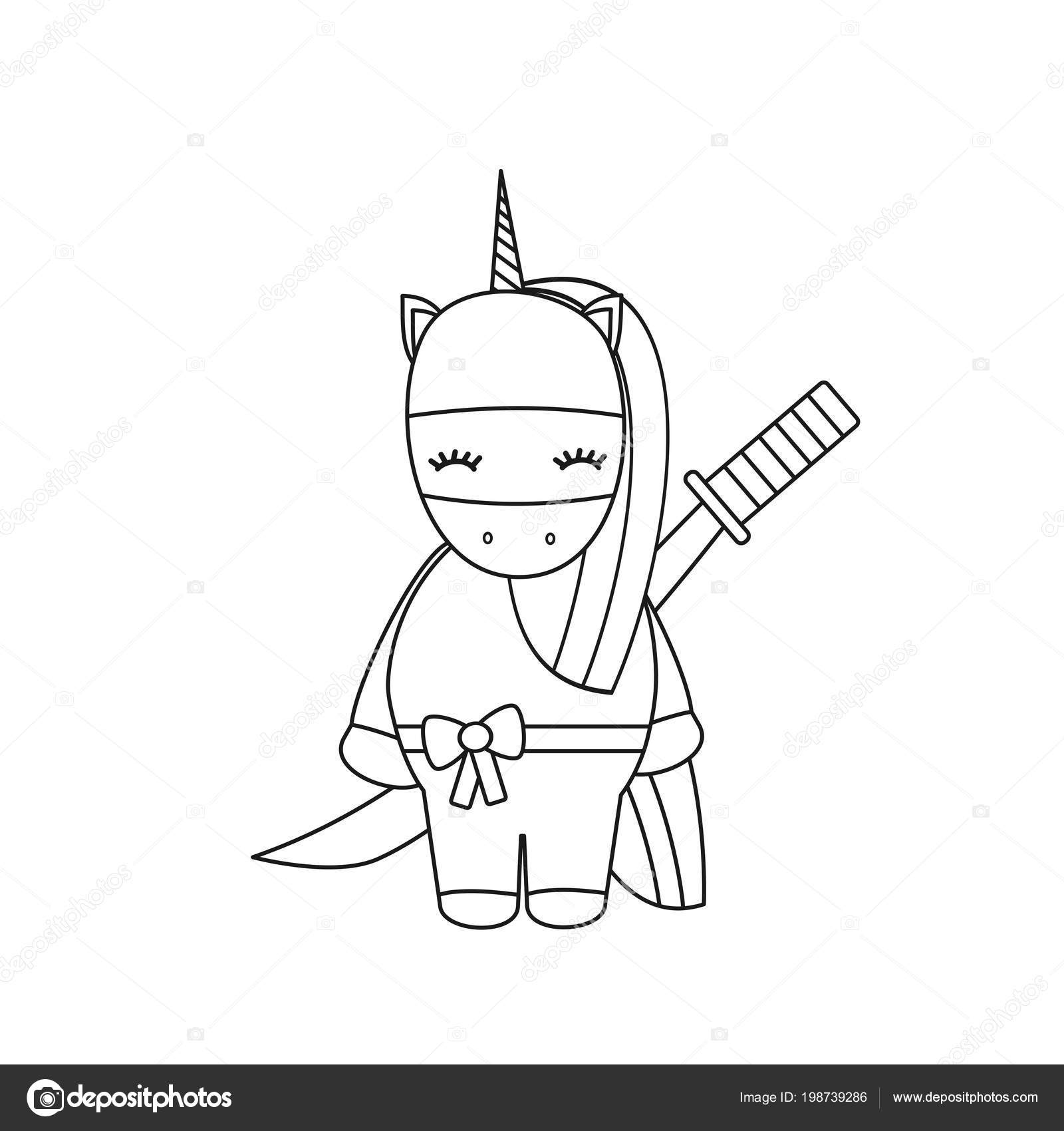 Ilustração de desenho animado de ninja em traje de diabo vermelho