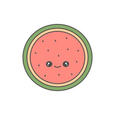 sevimli çizgi karpuz vektör çizim