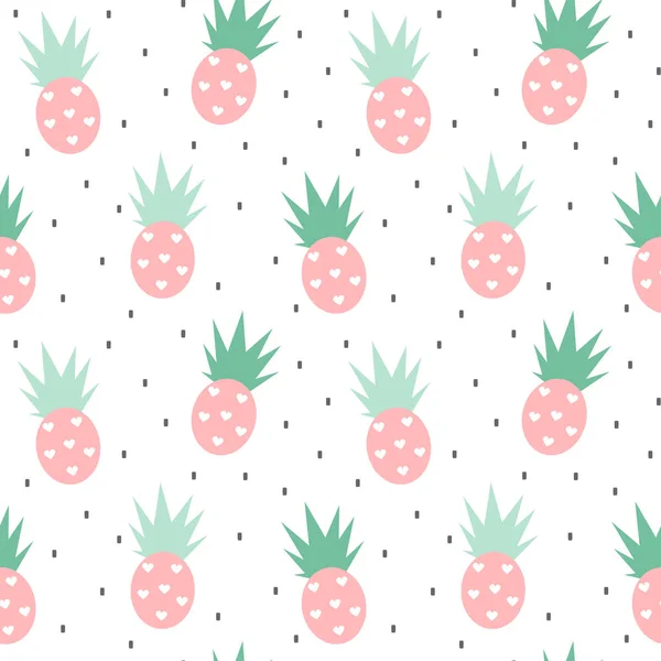 Carino Senza Soluzione Continuità Modello Vettoriale Sfondo Illustrazione Con Ananas — Vettoriale Stock