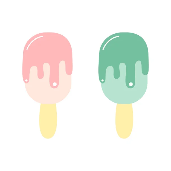 Lindo Colorido Vector Helado Aislado Sobre Fondo Blanco — Archivo Imágenes Vectoriales