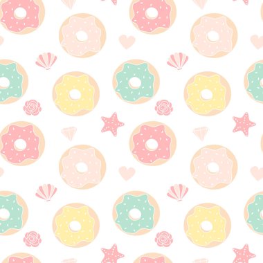 şirin renkli donut Dikişsiz desen arka plan illüstrasyon vektör