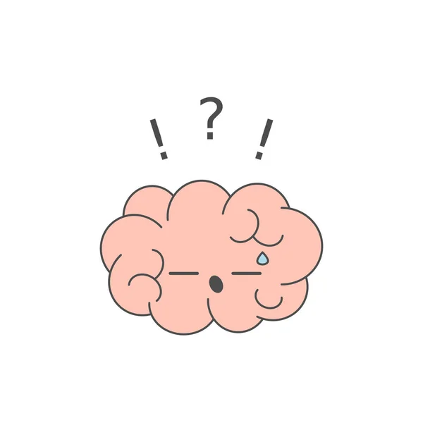 Lindo Cerebro Dibujos Animados Con Ilustración Concepto Vector Divertido Pregunta — Vector de stock