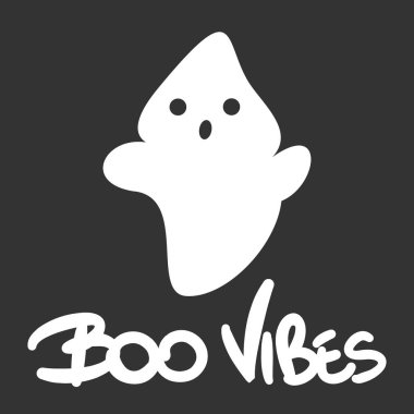 Cadılar bayramı vektör kartının içinde hayaletler olan harf harfi çizilmiş.