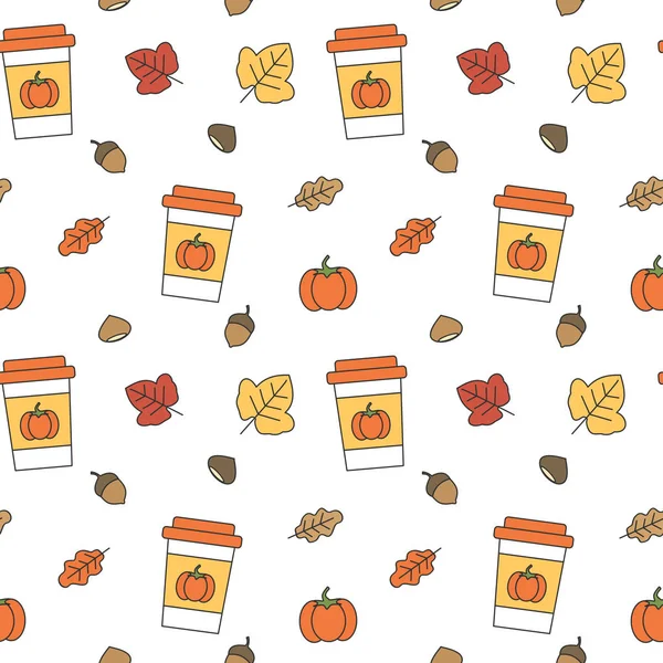 Niedlich Herbst Herbst Sammlung Nahtlose Vektor Muster Hintergrund Illustration — Stockvektor