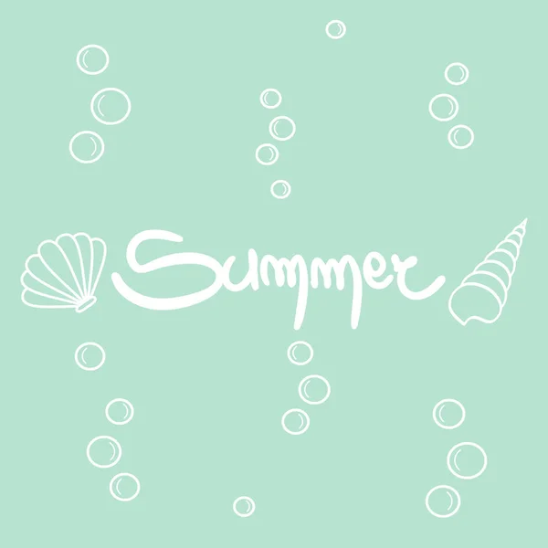 可爱的手画字母夏季矢量卡与贝壳 — 图库矢量图片