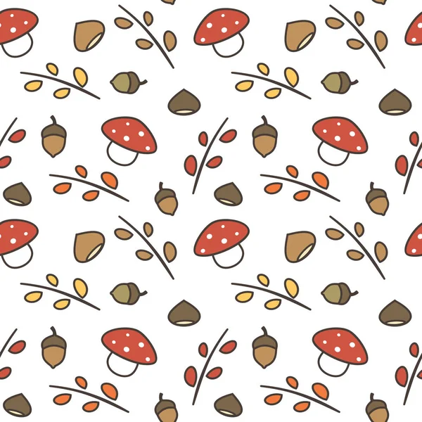 Mignon Charmant Automne Motif Vectoriel Sans Couture Illustration Fond Avec — Image vectorielle