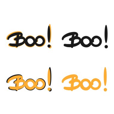 şirin boo! elle çizilmiş vektör set yazı