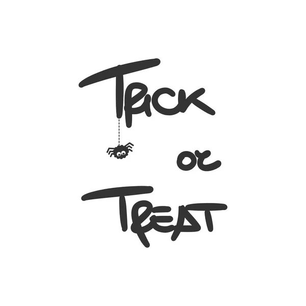 Niedlichen Handgezeichneten Schriftzug Halloween Vektorkarte Mit Trick Oder Behandeln Text — Stockvektor