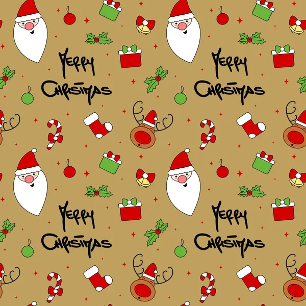 Lindo Personaje Navidad Dibujos Animados Elementos Decorativos Sin Costuras Vector — Archivo Imágenes Vectoriales