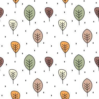 sevimli sonbahar sorunsuz vektör desen arka plan illüstrasyon ile yaprakları