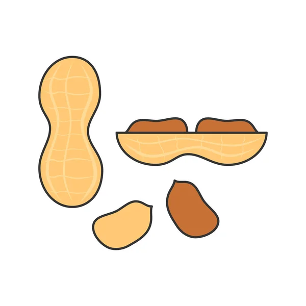 Desenho Animado Vetor Amendoim Nutricional Lanche Conjunto Plana Design Ilustração — Vetor de Stock