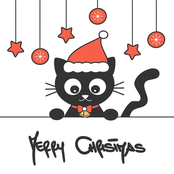 Lindo Mano Dibujado Letras Feliz Navidad Vector Tarjeta Con Dibujos — Vector de stock