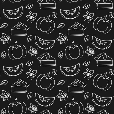 kabak pasta dilimi siyah beyaz sorunsuz vektör desen arka plan illüstrasyon 