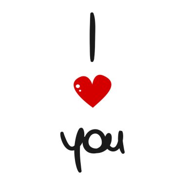 elle çizilmiş seni seviyorum metin kırmızı kalp Sevgililer kartı ile yazı vektör