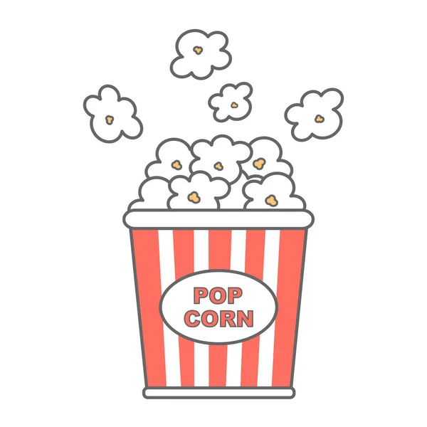 Söta Tecknade Popcorn Hink Kryssrutan Vektorillustration Isolerade Vit Bakgrund — Stock vektor