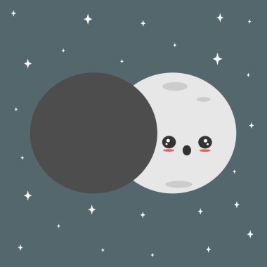 cute cartoon vector lunar eclipse concept illustration clipart
