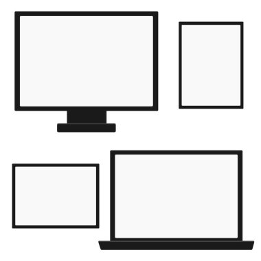 bilgisayar monitör, dizüstü ve tablet pc dijital aygıt vektör kümesi
