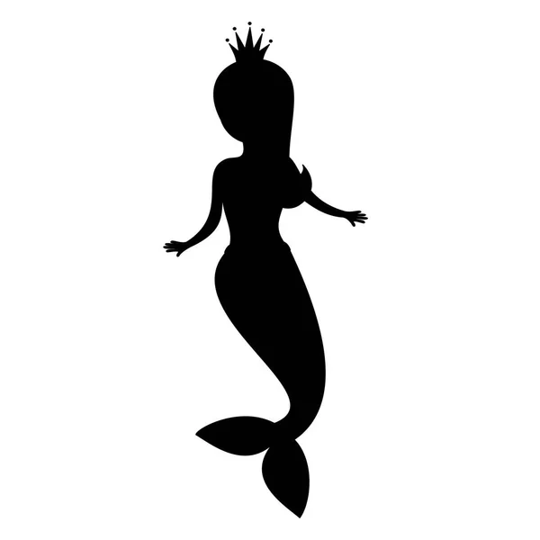 Cute Mermaid Silhouette Vector Illustration — Stock Vector