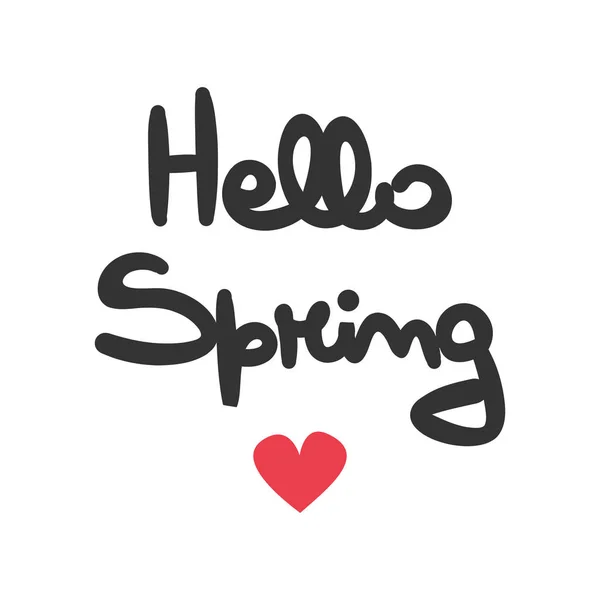 かわいいベクター手レタリングやカリグラフィこんにちは春の引用図カードの白い背景の上 — ストックベクタ