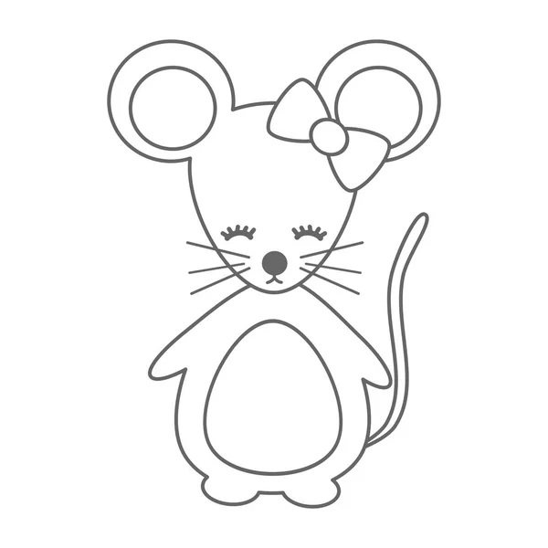 Niedlichen Cartoon Schwarz Weiße Maus Vektor Illustration Für Färbung Kunst — Stockvektor