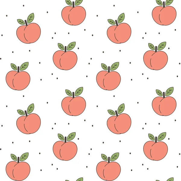 Cute Peaches Seamless Vector Pattern Background Illustration — Stock Vector