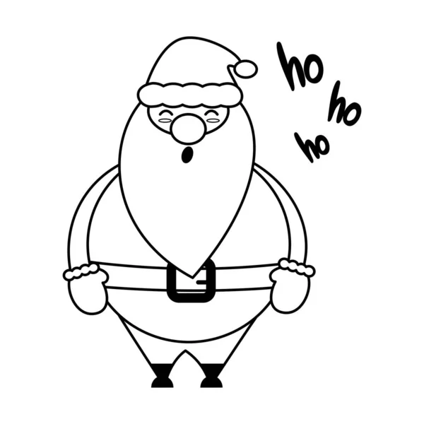 Bonito Preto Branco Cartoon Vetor Santa Claus Ilustração Para Colorir —  Vetores de Stock